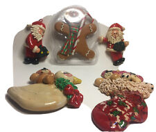 VTG Christmas Dough Ornaments Gingerbread Man,Santas,Goose,  Bears Stocking 5Lot