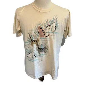 Camiseta grande vintage de los 80 con gráfico artístico de gato - Imagen 1 de 5
