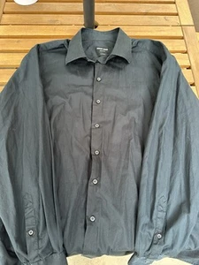 Giorgio Armani Black Button Up Dress Shirt Mens 43 17 Italy Long Sleeve Pointe - Picture 1 of 7