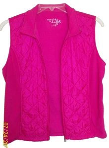 MADE FOR LIFE Women's Hot Pink QUILTED Polyester FLEECE Vest SZ XL Bust 45" (LC) - Picture 1 of 5