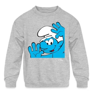 Cheerful Jokey Smurf - Happy Wave Design Kids' Crewneck Sweatshirt - Picture 1 of 10