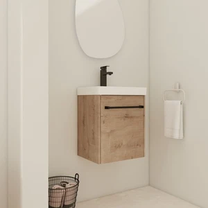 18" Schwimmender Badezimmer Waschtisch Wandmontage Keramik Waschbecken Tür für kleinen Raum Weiß - Bild 1 von 15