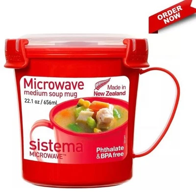 Sistema 656 ml Microondas Sopa Taza Mediana Plástico Rápido Guisos Bebidas Calientes Taza Foto 1 de 4