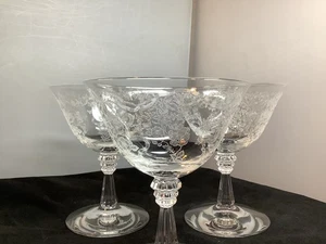 3 tallos de vidrio transparente Fostoria Romance Sherbet 6 oz excelente estado - Imagen 1 de 7