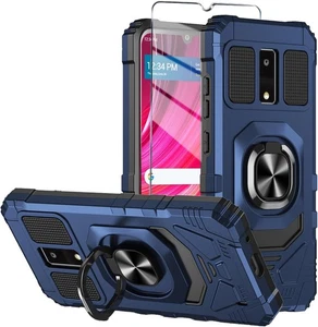 Für BLU View 4 Handyhülle mit Hartglas Displayschutzfolie, Militär Marine  - Bild 1 von 6