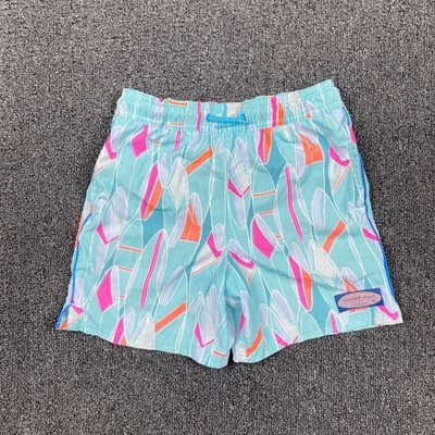 Vineyard Vines Boys Swim Trunks Aqua And Orange Waves Size 7 - Image 1 of 4
