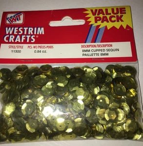 Vintage medium gold cup ROUND Sequins crafts christmas clothing hobby 30G - Picture 1 of 2