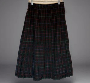 Vintage Plissee kariert 100 % Wolle Rock Damen 12 Midi USA Retro Heritage Academia - Bild 1 von 15