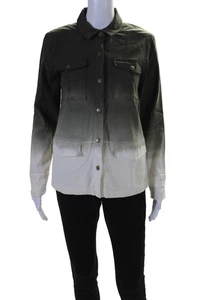 Ecru Womens Button Front Collared Ombre Shirt Jacket Pine White Size Extra Small - Picture 1 of 5