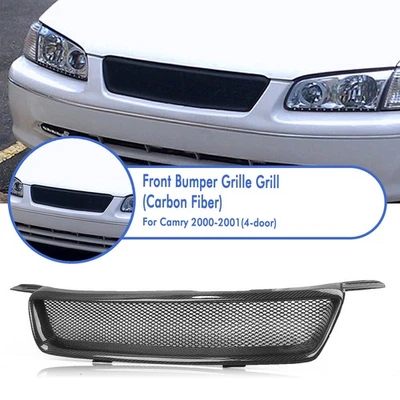 Carbon Fiber Front Bumper Grille Grill Cover For Toyota Camry 4 Door 2000-2001 - Imagem 1 de 4