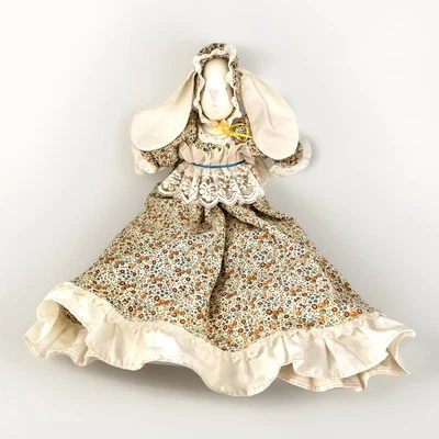 VTG Handmade Rabbit Rag Doll Calico Brown Country Cottagecore Folk Grannycore — 第 1/4 张图片