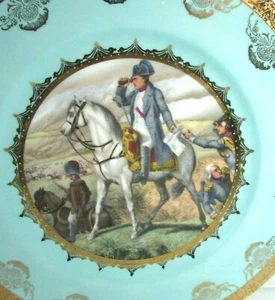 VTG Kuba Bavaria Germany Plate NAPOLEON Horseback Battle Rare Robin's Egg Blue - Picture 1 of 5