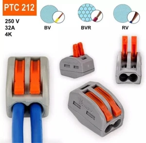 100 PCS, 212 REUSABLE TERMINAL BLOCK LEVER HOME WIRE CONNECTOR - 2 WAY FOR WAGO - Picture 1 of 6