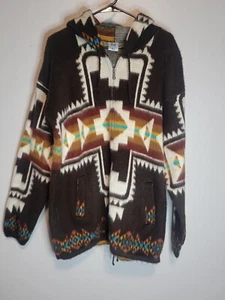 Artesanias YARI 100% Wolle Full Zip Pullover Azteken Hoodie XL Southwest - Bild 1 von 5