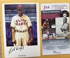 Negro leagues Bill Wright D) Autographed Ron Lewis #1 PC Nr mint JSA Authentics