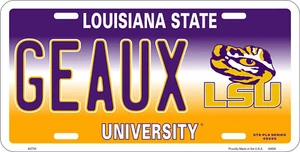 NCAA Officially Licensed LSU Tigers Vanity Geaux Aluminum License Plate - Picture 1 of 1
