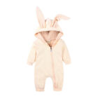 Newborn Baby Boy Girls Rabbit Ear Hooded Zip Up Jumpsuit Bodysuit Romper Clothes
