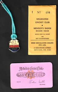 MELBOURNE CRICKET CLUB 1984/5 INTERSTATE MEMBERSHIP SET. MALE & FEMALE. - Picture 1 of 2