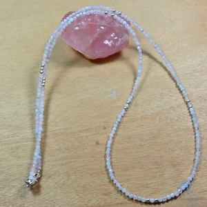 Collana donna girocollo perline pietre preziose rotonde sfaccettate acquamarina blu 2 mm regalo 24" - Foto 1 di 9
