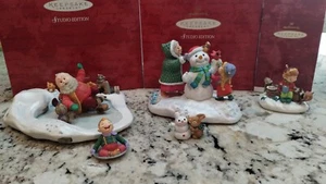 Hallmark Keepsake Ornament 1999 North Pole Pond Snowy Plaza Hollow Log Cafe LOT - Picture 1 of 18