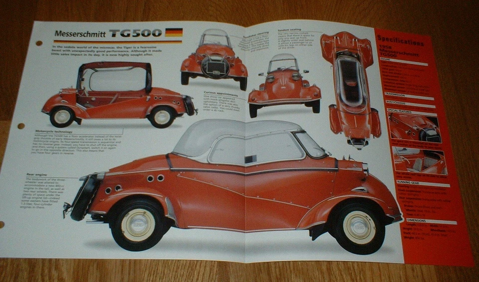 1958 MESSERSCHMITT TG500 ORIGINAL IMP BROCHURE INFO TG-500 58 59 60 61 62 64 - Image 1 of 1
