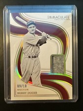 2023 Panini Immaculate Bobby Doerr Game Used Relic Gold Holo /10 Red Sox