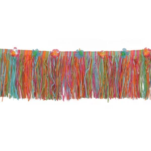 Gonna da tavolo alta 94" lunga x 14" colore fluo Luau party frangia erba decorazione - Foto 1 di 3