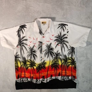 Ingear Hawaiihemd Herren XXL weiß Sonnenuntergang Palmen Strand Vacationcore - Bild 1 von 11