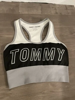 Sujetador deportivo Tommy Hilfiger para mujer en bloques de color negro blanco gris XS Foto 1 de 4