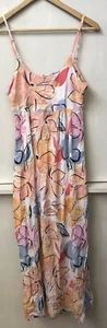 Rip Curl Bloom Maxi Dress Orange Blue Floral Adjustable Spaghetti Straps Size XS - Picture 1 of 3