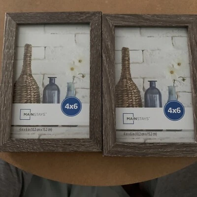 New 4x6 Mainstays Picture Frames Set of 2  Taupe.  Hang Or Sitting. - Image 1 of 2