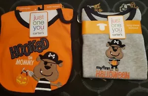 Carter's Just One You My 1st Halloween Bodysuit 3 Months + "Hooked on Mommy" Bib - Picture 1 of 3
