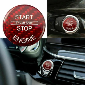 Red Carbon Fiber Start Stop Button Cap Cover Decor For BMW SUV X5 X6  2007-2014 - Bild 1 von 12