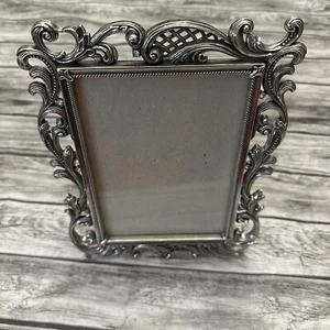 Brighton Silver Metal Picture Frame Floral Scroll Rhinestone Trim 5" X 7” - Picture 1 of 11