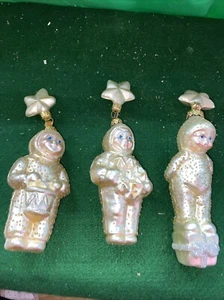 Weihnachten 3er SET SNOWBABIE MUNDGEBLASENE MERKUR GLAS ORNAMENTE. Abt 56. Schön - Bild 1 von 6