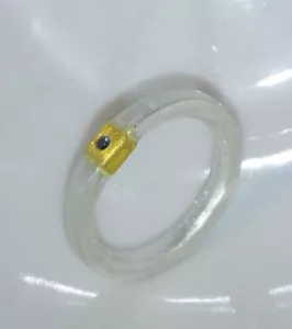 Anillo 3,5 mm, plata 999, plata fina, diamante azul, FLAMERE. Galería de joyas - Imagen 1 de 2