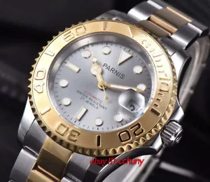 Parnis 41 mm graues Zifferblatt gelbgold Keramik Lünette Automatik Herrenuhr 2473 - Bild 1 von 6