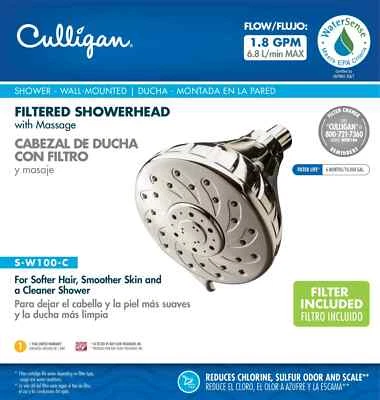Wall-mounted chrome filter shower head by Culligan - Image 1 of 4