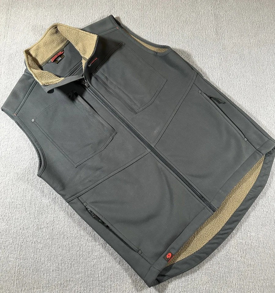 Mossy Oak Sherpa Camp Hombres Chaleco Sherpa Forrado Chaleco Bolsillos con Cremallera Grande Gris Foto 1 de 4