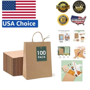 Elegante 100 Stück braune Kraftpapier Geschenktüten (10x5x13) - perfekt für Hochzeiten & Einzelhandel - Bild 1 von 11