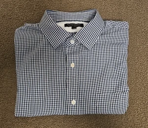 Banana Republic Shirt Men size XL Blue Check Classic Fit Long Sleeve Button Up - Picture 1 of 16