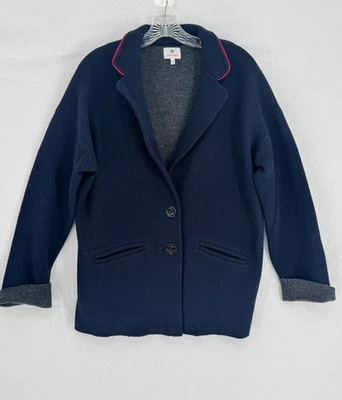 Chaqueta Blazer Sundry Azul Marino Lana de Cordero Cuello Manga Larga Talla 3 EE. UU. L Foto 1 de 4