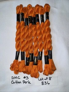 Lot of 8 DMC Cotton Perle #3 Pearl 971 PUMPKIN Embroidery Floss 15m/16.4y/5g B36 - Picture 1 of 2