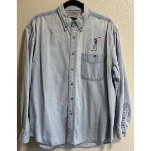 Vintage Blue Pointe Herren Gr. M Denim Knopfleiste Golf bestickt Vintage Opa - Bild 1 von 7