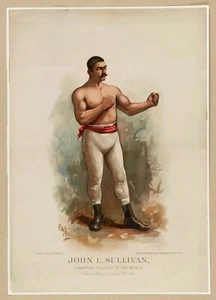 John L. Sullivan Poster 1882 Beautiful Reprint on Canvas! - Picture 1 of 1