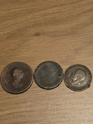 1806 George III Penny well worn three coins  - Image 1 of 4