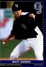 2016 Grand Junction Rockies Grandstand #6 Matt Dennis Arlington Heights Illinois