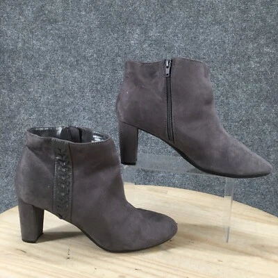 Botas aerossóis 10 M Avenue tornozelo salto casual cinza camurça lateral zíper - Imagem 1 de 4