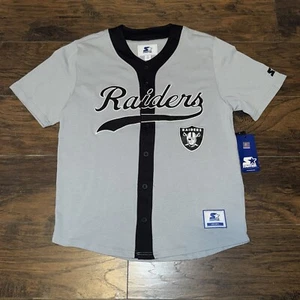 Las Vegas Raiders NFL Starter Button Up Baseball Jersey Blue Men's Sz Medium NWT - Picture 1 of 12