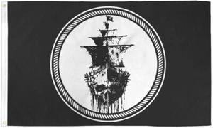 Bandera "PIRATA DEL MAR NEGRO" 3x5 pies poliéster bandera signo barco calavera esqueleto - Imagen 1 de 7